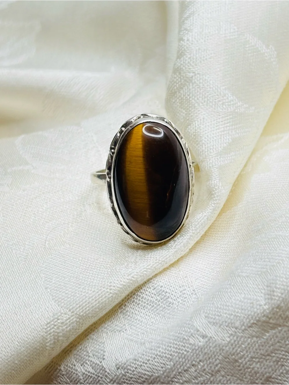 Tiger Eye Sterling Silver Ring Size 8.5